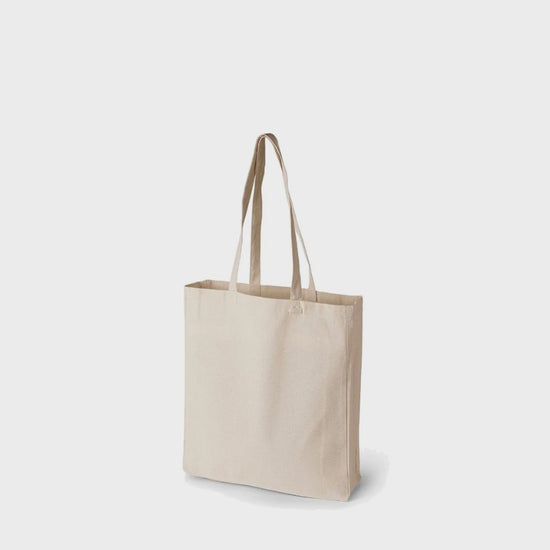 Video of the cotton tote bag with gussets 38 × 42 + 10 + 10 cm, 220 g/m², in six colours with the maximum print area