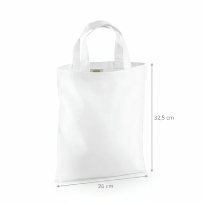 Vit minitygkasse i bomull med måtten 26 cm bred och 32,5 cm hög