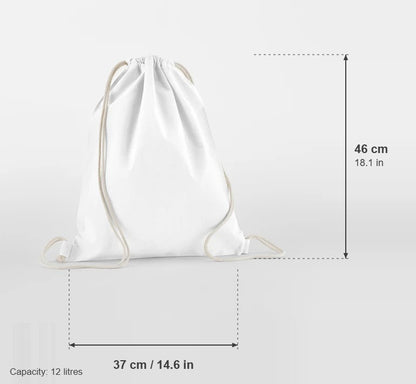 Gymnastikpose i økologisk bomuld, farve Hvid, 140 g/m², med mål: 37 cm bred, 46 cm høj, 12 liter